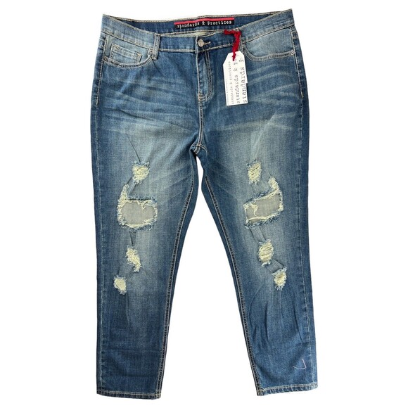 Standards & Practices Women's Size 10 Distressed Boyfriend Jeans NWT Size 30 - Picture 3 of 14